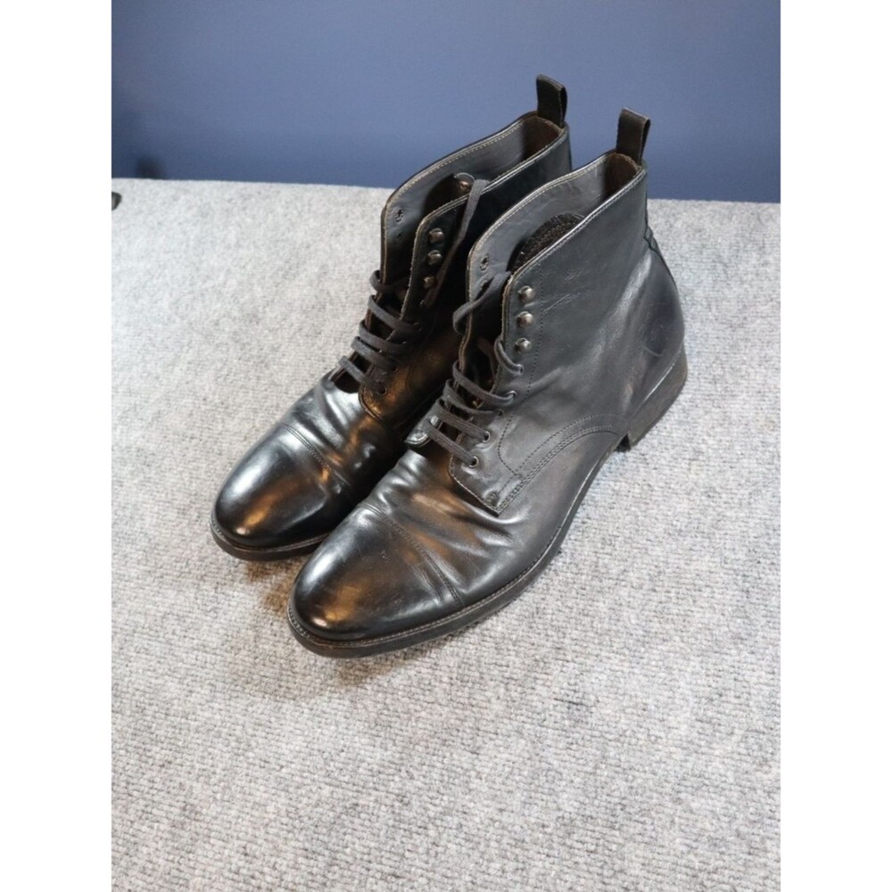 To Boot New York Adam Derrick Boots Mens 12 Black Leather Cap Toe Lace Up Italy